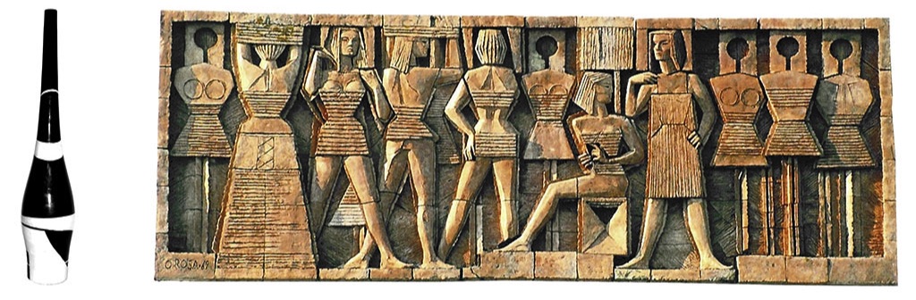 two-color rhythm vase and Nefer panel